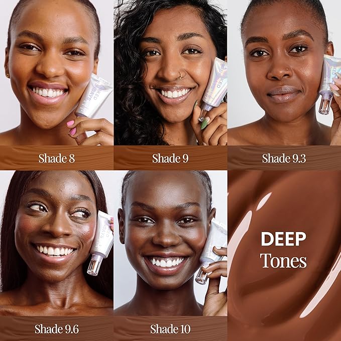 Naked Sundays BeautyScreen Peptide Foundation Tint - SPF 50 Tinted Sunscreen & Skincare Makeup with Zinc Oxide, Niacinamide - Lightweight Natural Coverage, 9.3 Rich Deep, 1.01 oz