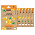 Naturally - Brightening Vitamin C Infused Sheet Masks – Improve Skin Texture & reduce wrinkles, Brightening Face Mask Set, 5 Sheet Masks Included