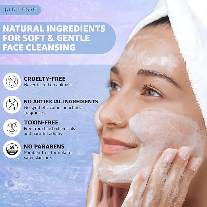 promesse Acne Control Facial Cleanser with Glycolic & Salicylic Acid | Anti-Aging Gentle Exfoliating Face Wash | Lavender Scented Hydrating Cleanser with Natural Ingredients for Skin Wash - 4 fl oz