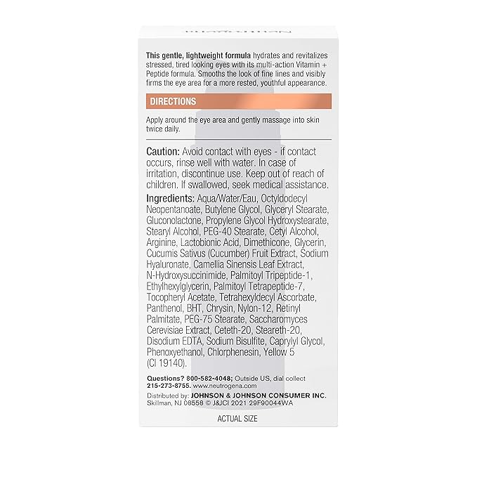 Neutrogena Rapid Firming Peptide Eye Cream: Depuffing, Brightening, Hydrating, Fragrance-Free, 0.5 fl. oz