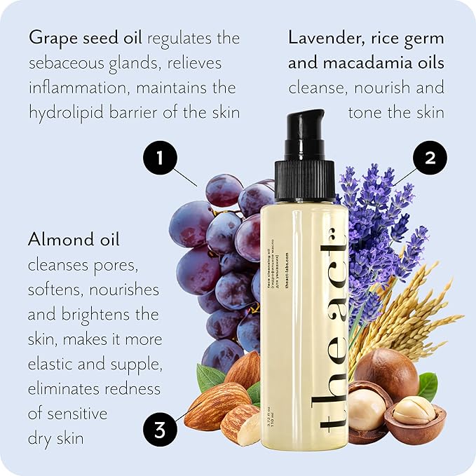 The Act Face Cleansing Oil – Hydrating Makeup Remover & Deep Pore Cleanser | Natural Oils with Grape Seed | Men & Women Cleansing Facial Wash for All Skin Types, Vegan & Cruelty Free | 3.72 fl oz