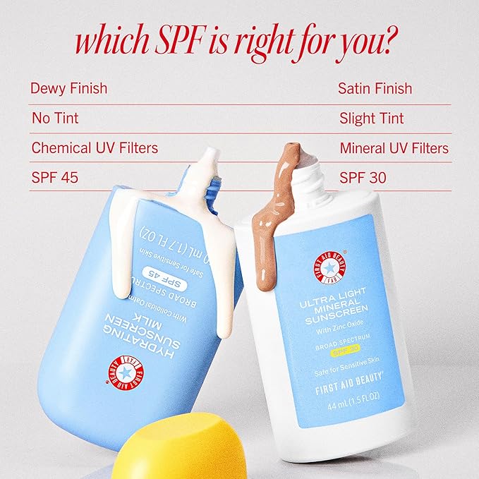 First Aid Beauty - Hydrating Sunscreen Milk with Colloidal Oatmeal, Broad Spectrum SPF 45, Non-comedogenic SPF Formula Helps Nourish Skin with Organic UV Filters & Glycerin, 24-hour Hydration, 1.7 oz