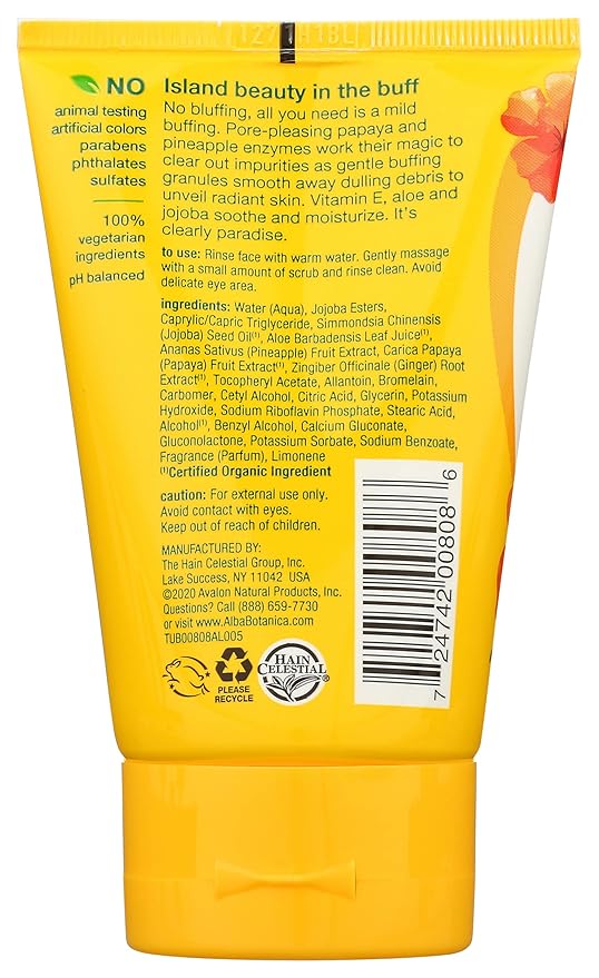 Alba Botanica Hawaiian Pineapple Enzyme Facial Scrub, 4 oz