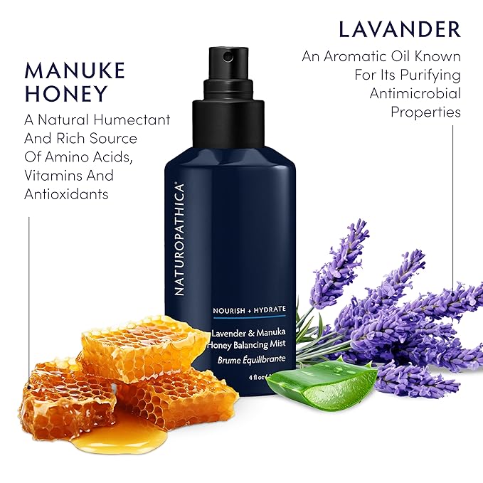 Naturopathica Lavender & Honey Balancing Mist - Facial Toner Balancer - Moisturizes, Calms and Refreshes Skin - Vegan, Made in USA, 4.0 oz. (120 ml)