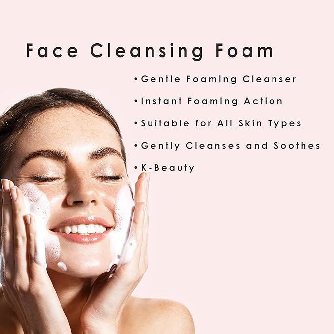 KIOVE- Gentle Foaming Facial Cleanser with Coconut Oil, Rose Water & Chlorella – Hydrating, Non-Comedogenic, Self-Foaming Pump, for Sensitive Skin, K-Beauty