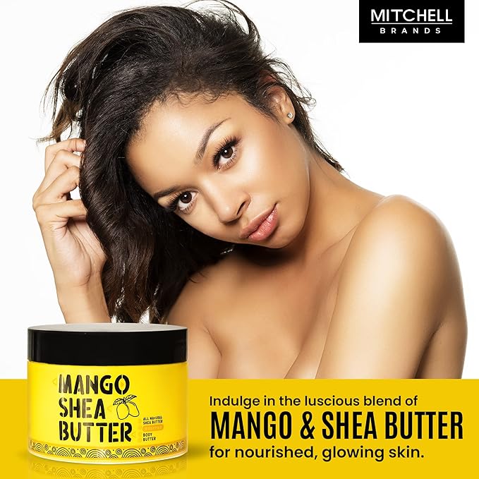 MITCHELL BRANDS Mango Whipped Shea Body Butter - 10 oz / 300 gr - Great Moisturizer, effective on Skin, Hair, Body, Face, with Almond Oil, Vitamin E, for All Skin Types, for Women and Men
