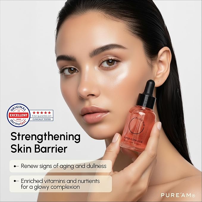 PURE’AM - Moisturizing Squalane Face Oil Serum- Plant Based Face Moisturizer Glowing Oil, Nourishing Facial Oil for Wrinkles & Fine Lines, Renewing Almond Oil for Skin Dullness, 1 fl oz