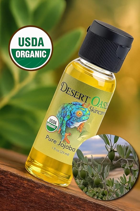 | USDA Certified Organic Jojoba Oil – 100% Pure, Cold Pressed, Natural Conditioner for Face, Hair, Skin, Nails, Tattoos & Piercings – Travel Size (1 fl oz / 29 ml)