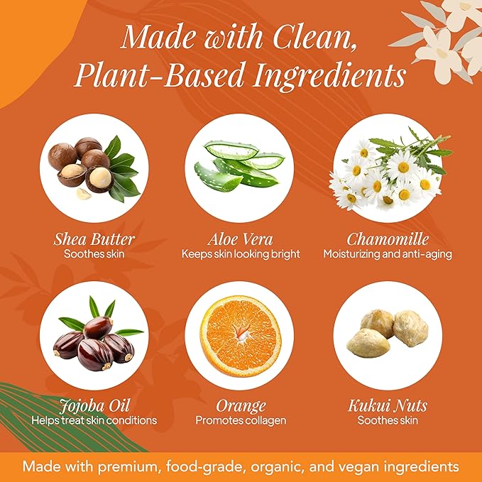 Saavy Naturals Deeply Hydrating Body Cream for Dry Skin – Nourishing Shea Butter, Plant-Based & Sustainably Sourced – Sweet Orange – 8.5 fl oz, 2 pack