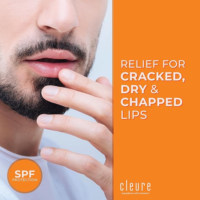 Cleure Organic All Natural Lip Balm - Paraben Free, Fragrance Free, Flavor Free, & Petroleum Free SPF Lip Balm & Hydrating Lip Butter (.15 oz, 6 Pack)