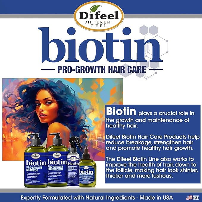 Difeel 99% Natural Premium Hair Oil - Biotin Oil Volumizing and Thickening 8 ounce