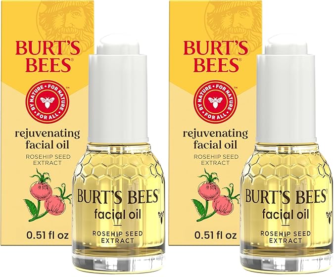 Burt's Bees Gua Sha Face Oil With Rosehip Seed Extract,Reduces Appearance of Fine Lines and Wrinkles,Use with Ice Roller & Facial Tools,Natural Origin Skin Care,0.51 fl. oz.,(Pack of 2)