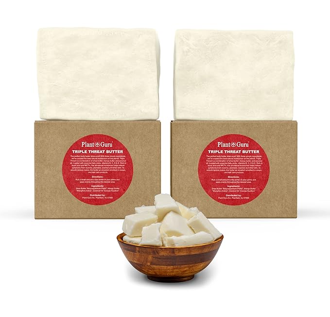 Triple Threat Body Butter 30 oz. / 1.9 lbs. - Blend of Shea, Mango & Coconut Oil - 100% Pure Natural Raw Unrefined Moisturizer For Dry Skin, Face And Hair. Great For Lip Balm and Soap Making