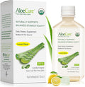 AloeCure USDA Organic Aloe Vera Juice Lemon Flavor - Made Within 12 Hours of Harvest - Natural Digestive Supplement for Balanced Stomach Acidity - Support Digestive and Immune Health - 1 Btl x 16.7oz