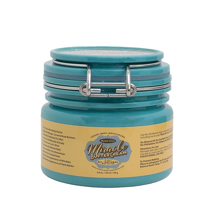 Miracle Butter Cream - 8oz. Skin/Hair Moisturizer, Quick Absorbing, Raw Vegan, Cold Pressed, Comes in 16 Scents, For Dry Skin and Eczema, Anti-Aging Formula