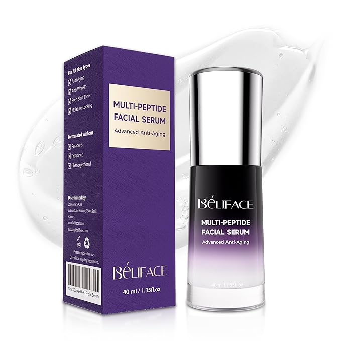 Peptides Serum with Hyaluronic Acid for Fine Lines and Wrinkles, Collagen Boosting Hydrating Serum, Anti-aging for All Skin Types, Fragrance Free, 1.35 Fl. Oz