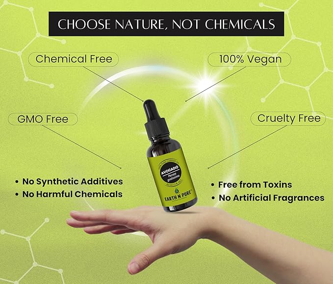 Earth N Pure Avocado Oil Cold Pressed, Natural and Therapeutic Grade for Hair and Skin - 30 ml