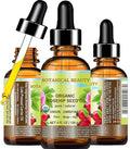 Botanical Beauty Organic Rosehip Seed Oil 100% Pure Natural Virgin Unrefined Cold-Pressed Carrier Oil for Face, Skin, Body, Hair, Lip, Nails, Rich in Vitamin C, Vitamin E, Anti-Aging (4 Fl Oz)