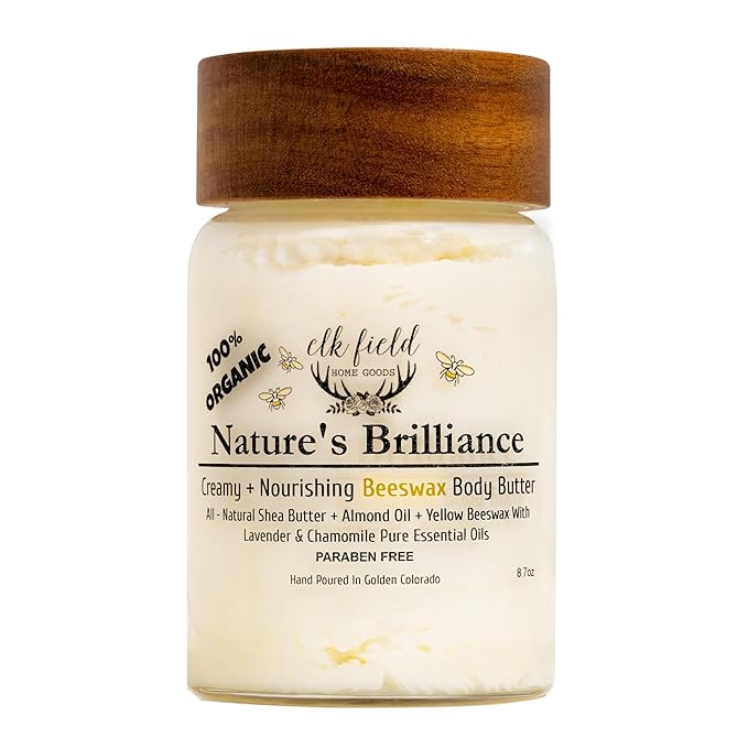 Organic Body Butter with Beeswax | 100% Natural & Non Toxic | Organic Lotion with Whipped Shea Butter, Natural Body Butter, Organic Lotion For Women, 8.7oz (Lavender Chamomile)
