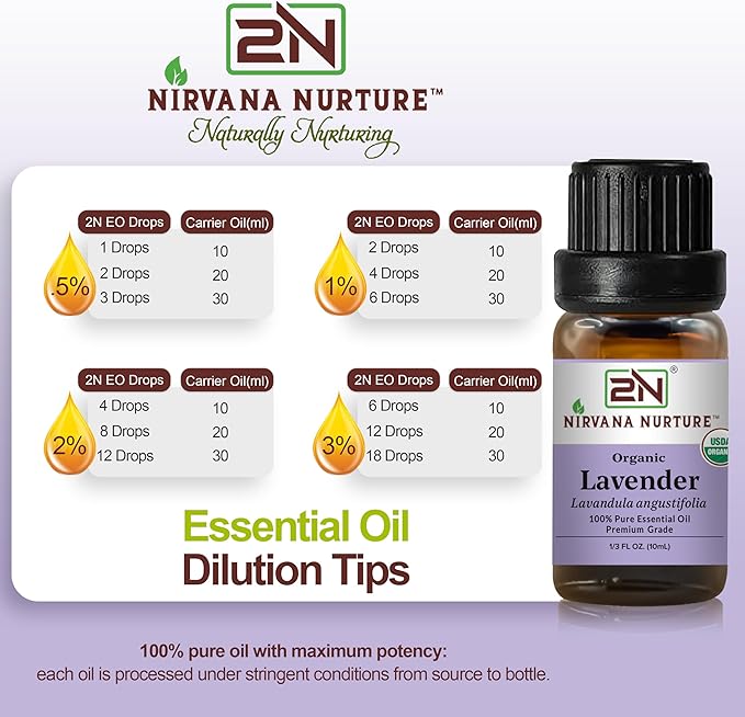 Lavender Essential Oil USDA Certified Organic, 100% Pure Natural Premium Grade, Undiluted- Aromatherapy Diffuser for Calm and Relaxation, Skin Care, Hair Care