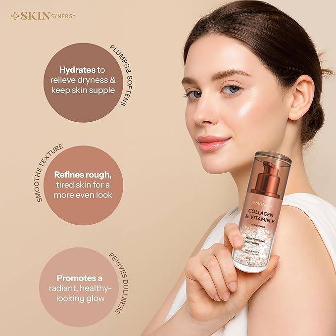 Collagen & Vitamin E Face Serum – Hydrating, Firming & Nourishing Formula – Dermatologist Tested, Anti-Aging, Korean Skin Care – Clean Beauty, Cruelty Free, Vegan – 1.69 Fl Oz