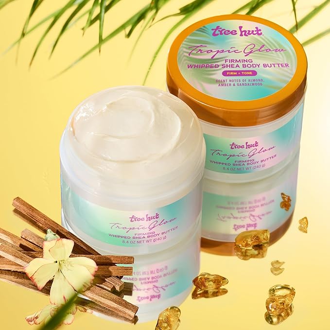 Tree Hut Tropic Glow Whipped Shea Body Butter, Hydrating & Nourishing Body Lotion with Natural Oils, Moisturizer for Soft & Smooth Skin, 8.4 Oz