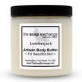 The Soap Exchange Body Butter - Lumberjack Scent - Hand Crafted 16 fl oz / 480 ml Natural Artisan Skin Care, Shea Butter, Aloe Vera, Nourish, Moisturize, & Protect. Made in the USA.