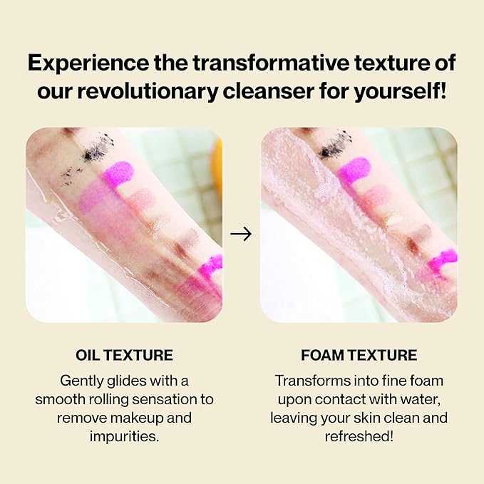 Korean 2-in-1 Makeup Remover | Oil-to-Foam Non-Stripping Cleanser | Jojoba + Honey | Non-Drying | 145ml/4.97oz