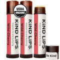 Kind Lips Wild Cherry Lip Balm (3 Pack) – Organic Flavored Lip Balm for Dry, Cracked Lips – Natural Beeswax Moisturizing Lip Care with Sweet Cherry Flavor