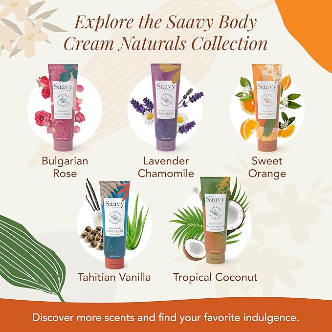 Saavy Naturals Deeply Hydrating Body Cream for Dry Skin – Nourishing Shea Butter, Plant-Based & Sustainably Sourced – Sweet Orange – 8.5 fl oz, 1 pack