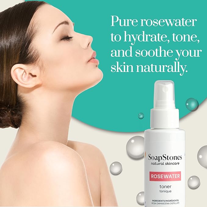 Soapstones Rosewater Toner - 120ml, Alcohol-Free, Suitable for All Skin Types - Rose Water Facial Toner for Daily Use