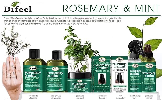 Difeel Rosemary and Mint Root Stimulator Oil with Biotin for Hair Growth, 7.1 oz. - Hair Growth Scalp Treatment