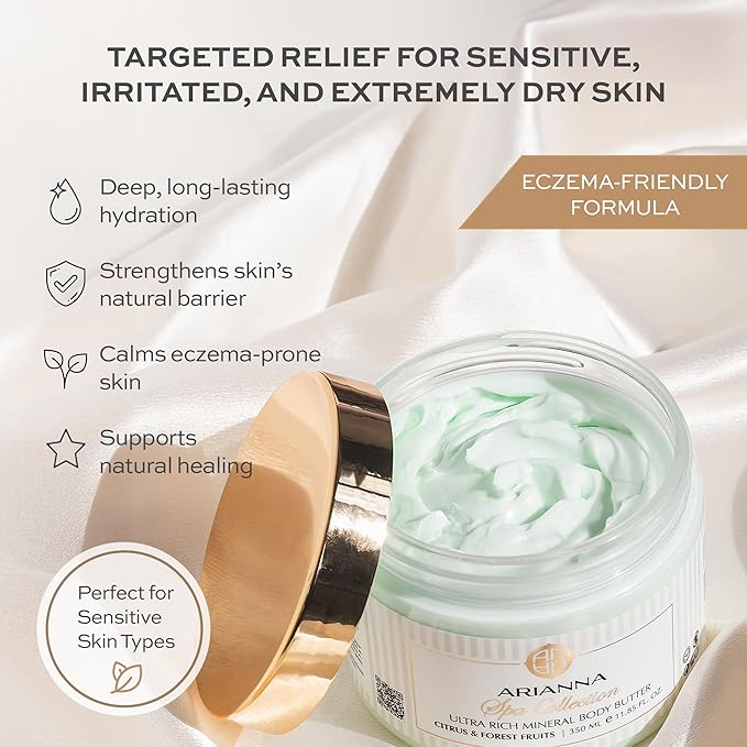 Ultra Rich Mineral Body Butter Dead Sea Body Butter For Dry Skin Repair Rich Vegan Hydrating Moisturizer (Milk & Honey)