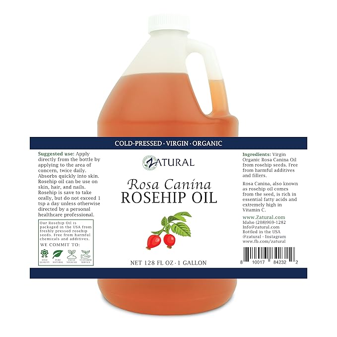 Zatural ROSA CANINA - 100% Pure Rosehip Oil for Face, Nails, Hair and Skin - Cold Pressed Rose Hip Oil (Gallon)