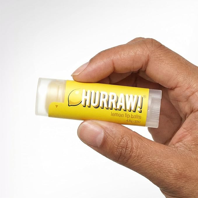 Hurraw! Lemon Lip Balm, 3 Pack: Organic, Certified Vegan, Cruelty and Gluten Free. Non-GMO, 100% Natural Ingredients. Bee, Shea, Soy and Palm Free. Made in USA