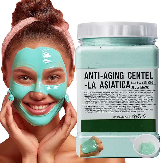 Vajacial Hydro Jelly Mask Powder for Face, Jelly Mask for Facials Professional, Jelly Facial Mask for Teens and Women. Jelly face mask. (Centalla Asiatica)