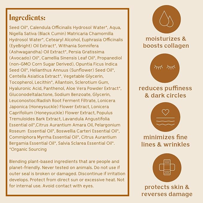 Solluna by Kimberly Snyder Anti-Aging Eye Cream — Plant Based Under Eye Treatment with Hyaluronic Acid, Ashwagandha, Calendula & Eyebright Botanicals (0.5oz) Non-Toxic, Cruelty-Free, Vegan & Non-GMO