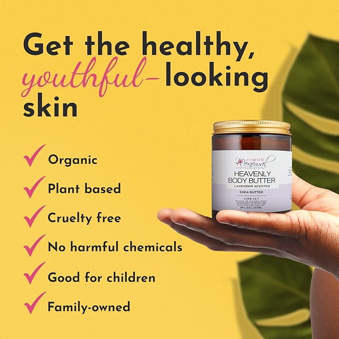 Heavenly Body Butter, Raw Shea Butter, Whipped Body Butter, Infused With Raw, Natural Butters & Essential Oils, Lavender Body Butter, 8 fl. Oz