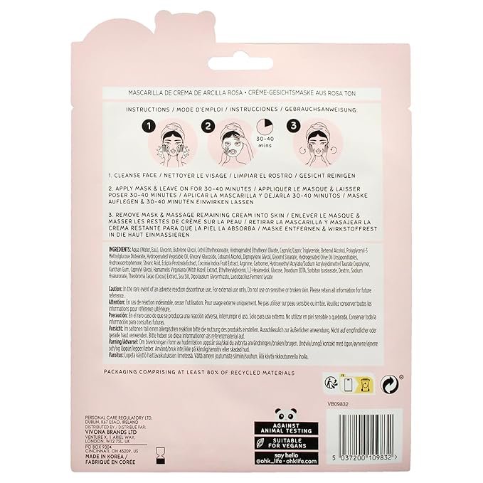 Cream Sheet Mask - Pink Clay by Oh K! for Unisex - 1 Pc Mask