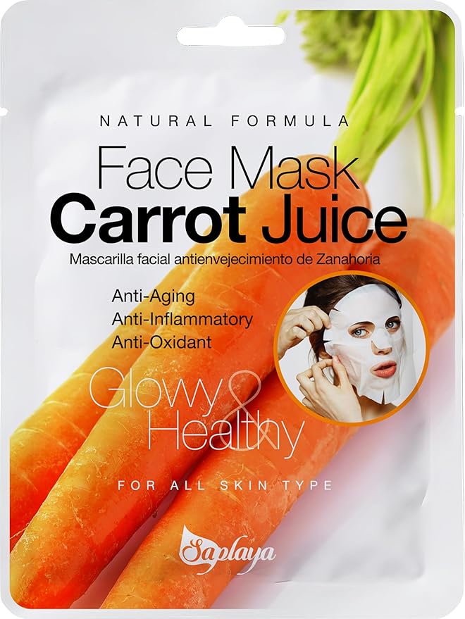 Saplaya Scented Facemask Sheets Skin Care Mask Single Scent K-Beauty Natural Formula (Carrot 12 Pack)