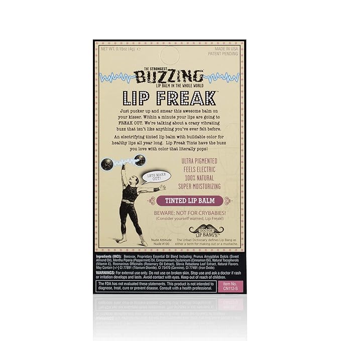 Doctor Lip Bang's BUZZING Lip Balm | Lip Freak| 100% All Natural | Cruelty Free | Tinted | Nude Attitude