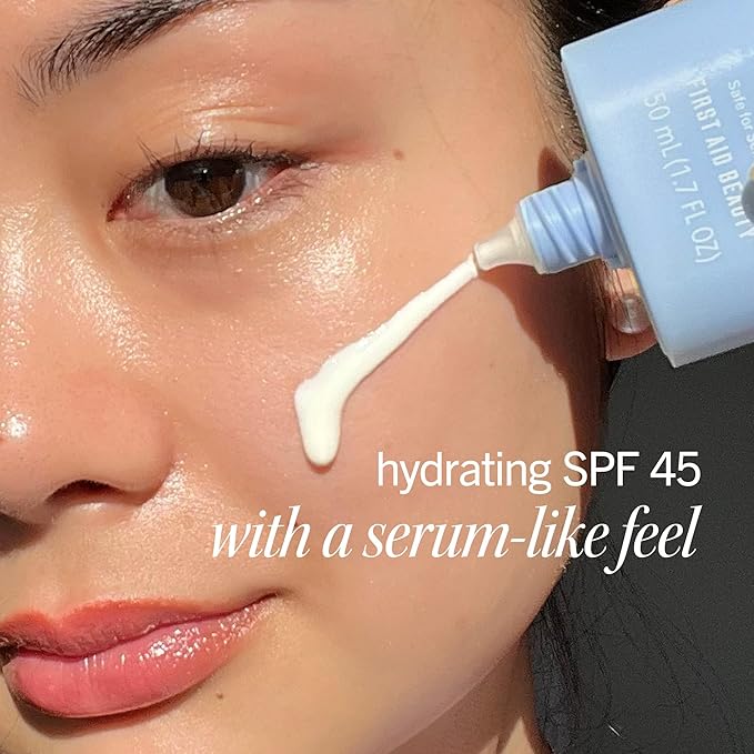 First Aid Beauty - Hydrating Sunscreen Milk with Colloidal Oatmeal, Broad Spectrum SPF 45, Non-comedogenic SPF Formula Helps Nourish Skin with Organic UV Filters & Glycerin, 24-hour Hydration, 1.7 oz