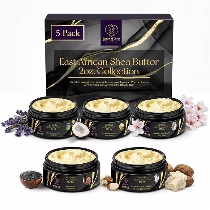 African Shea Butter Raw Organic Unrefined Shea Butter for Face 2 Oz Multi Scents Box- Organically Certified USDA for All Skin Types Body and Hair Moisturizing Skincare