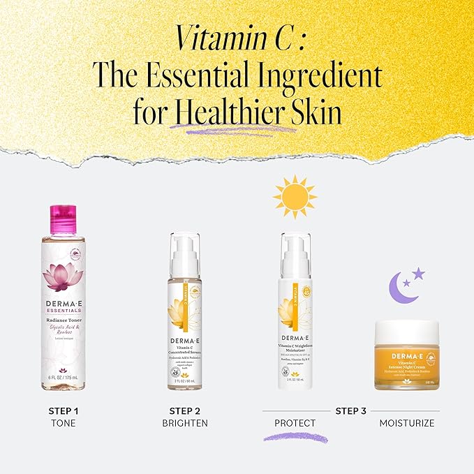 Derma E Vitamin C Weightless Moisturizer SPF 45, 2 Fl Oz, Skin Brightening Face Cream with Mineral UVA/UVB Sunscreen, Hydrating Face Moisturizer with SPF for Lines, Wrinkles and Uneven Tone