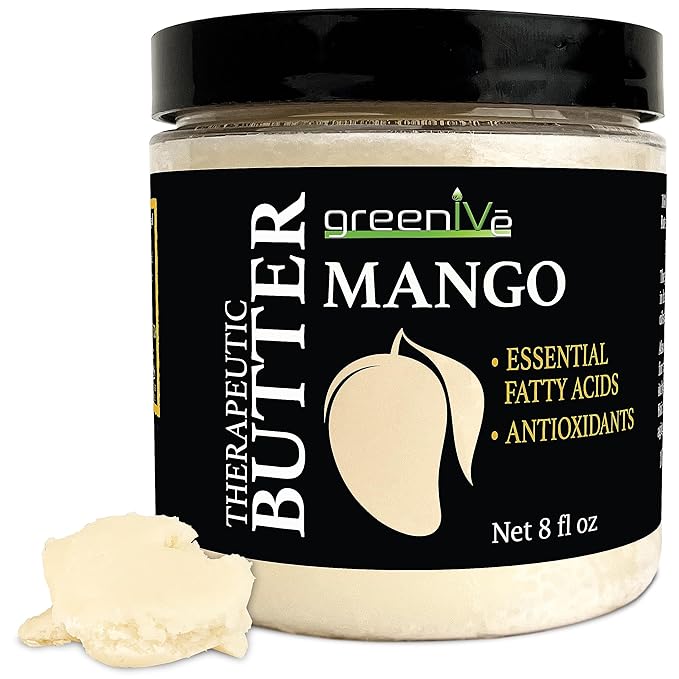 GreenIVe Deodorized Mango Butter Chuncks 100% Pure Raw Unrefined Natural Creamy Skin Hair Moisturizer Hydrating Body Butter Lotion Lip Balm Soap Making DIY Cosmetics Whipped Creams Food Grade 8oz