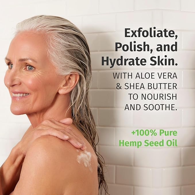 HEMPZ Sugar Body Scrub - Fragrance Free - All Natural Exfoliating Shea Butter, Sugar, and Salt - For Women, Men, and Teens - 7.3 fl oz