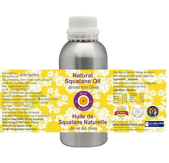 dève herbes Natural Squalane Oil (derived from Olives) 300ml (10 oz)