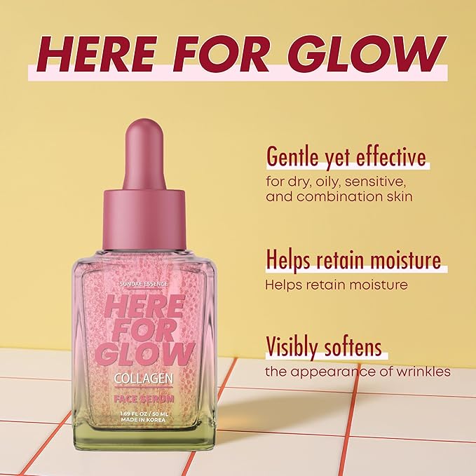 Collagen Face Serum - Dermatologist Tested, Anti-Aging, Korean Skin Care, Hydrates & Improves Elasticity - Strengthens Skin’s Barrier, Retains Water - Vegan, Paraben-Free, 1.69 Fl. Oz