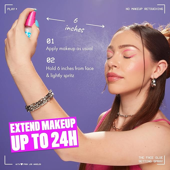 NYX PROFESSIONAL MAKEUP The Face Glue Setting Spray, Transfer-Resistant Waterproof Setting Spray, Up to 24HR Make Up Wear