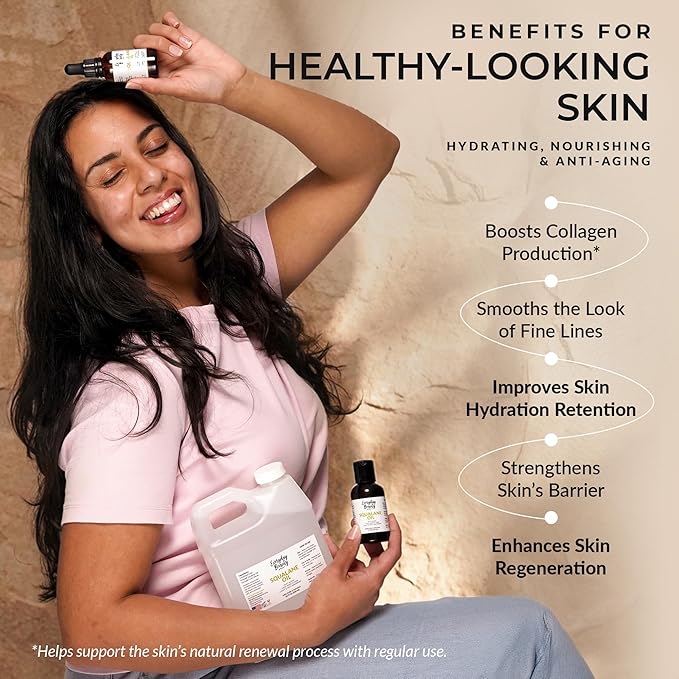 Squalane Oil Bulk- 32 oz 100% Pure & Natural Plant Derived Facial Oil - Cold Pressed and Unrefined Premium Grade Multipurpose Moisturizing Oil For Skin and Hair